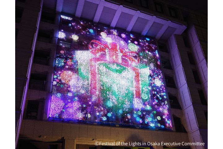 大阪市役所正面イルミネーションファサード