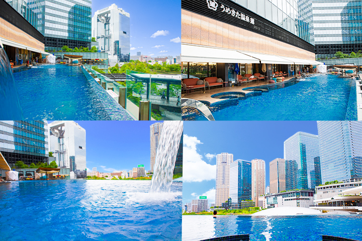 うめきた温泉 蓮 Wellbeing Parkの屋外温水インフィニティプール
