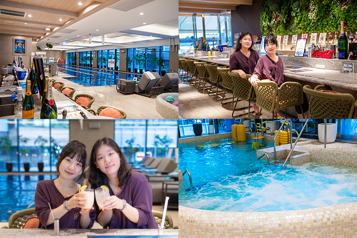 うめきた温泉 蓮 Wellbeing Parkの屋内プールとプールサイドバー