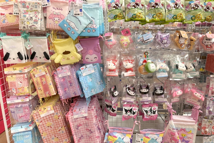 Sanrio collaboration goods at DAISO Shinsaibashi