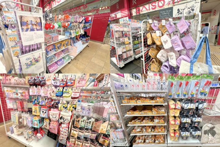 Disney collaboration goods at DAISO Shinsaibashi